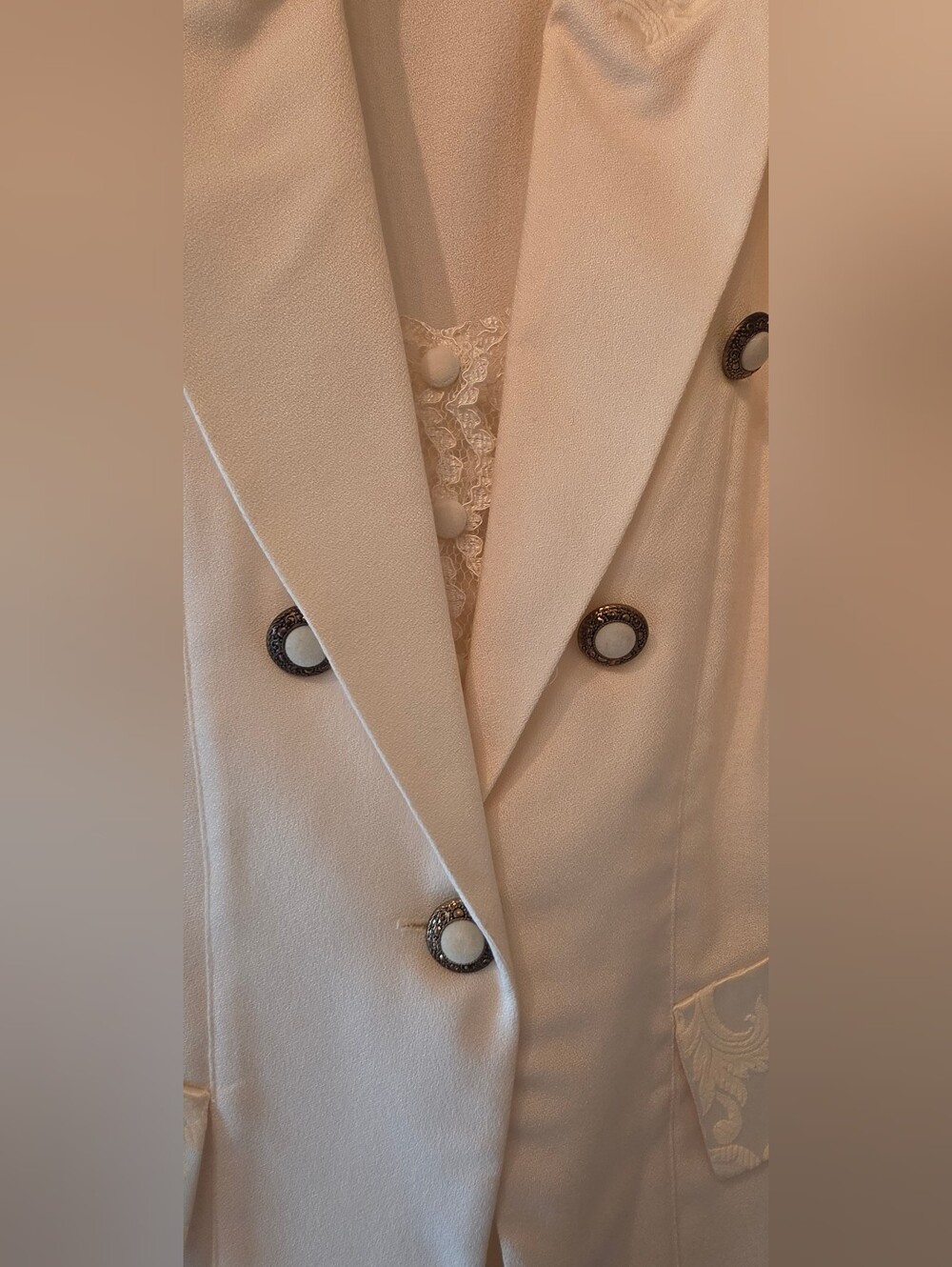 Vintage Women's Double-Breasted Cream Blazer Jacket By FIRE Los Angeles